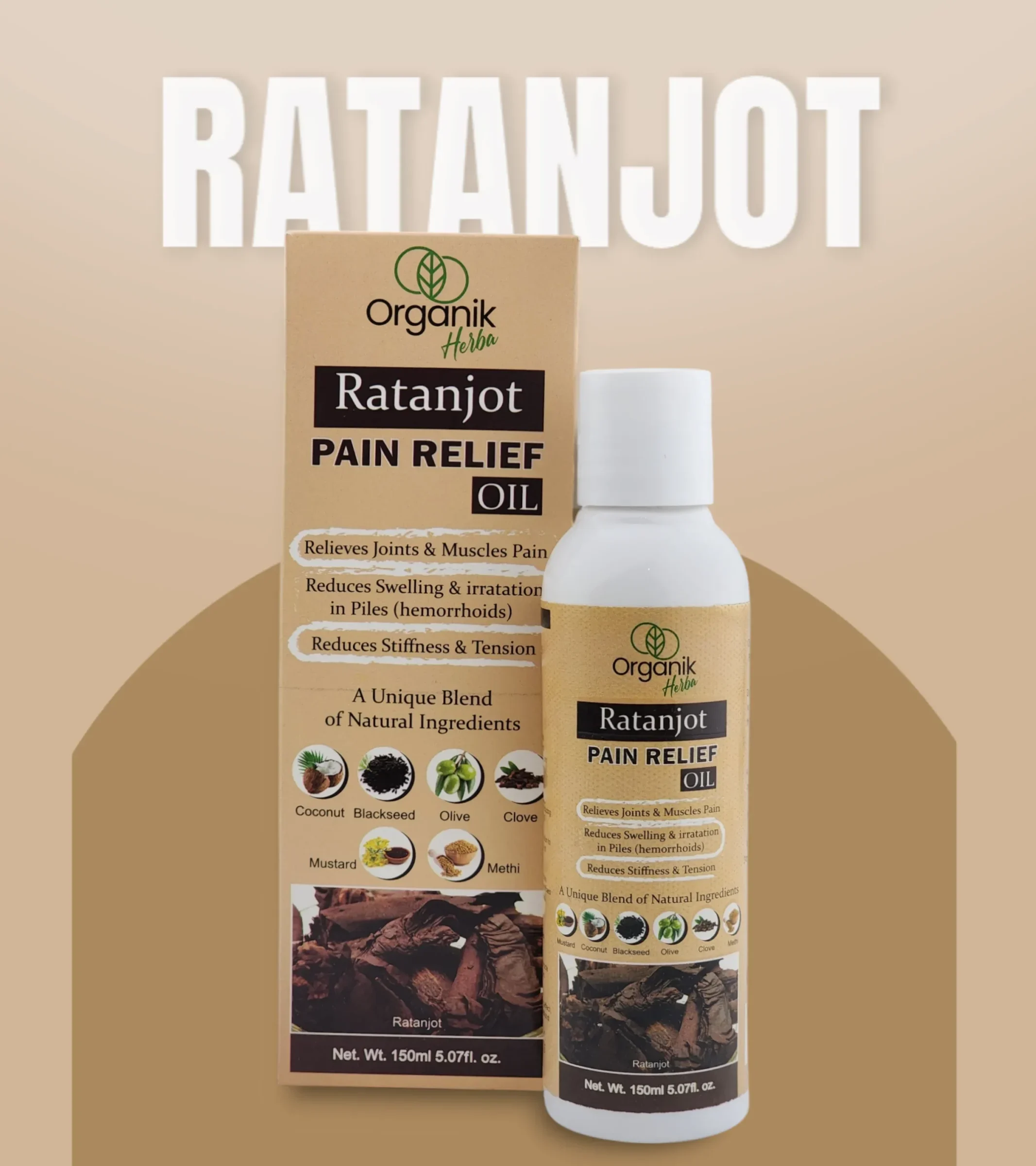 Organik Herba Ratanjot Pain Relief Oil – A natural solution for joint and muscle pain relief with herbal ingredients