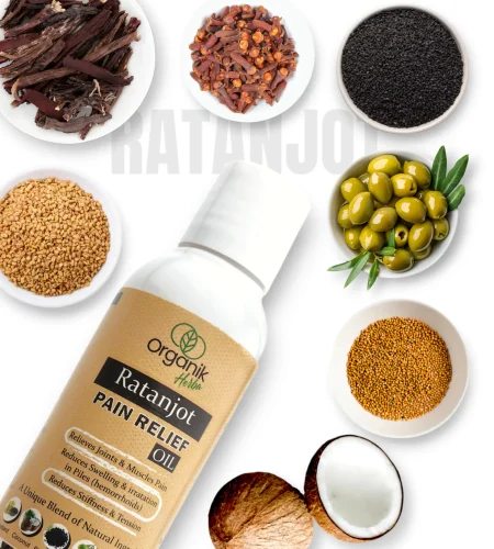 Organik Herba Ratanjot Pain Relief Oil – A natural solution for joint and muscle pain relief with herbal ingredients